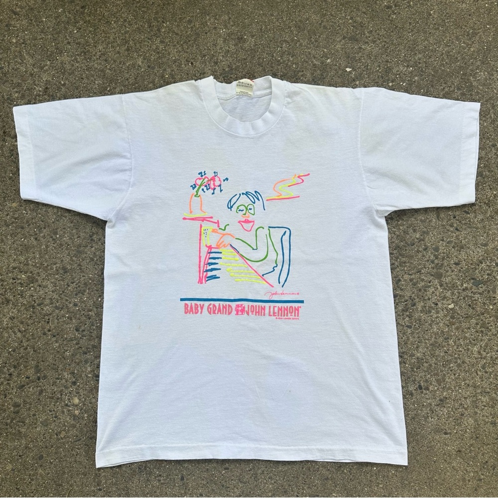 Vintage John Lennon Baby Piano Art  T-shirt Size Large Single Stitch Made in USA